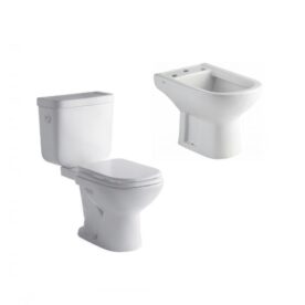 Combo de sanitarios Ferrum Bari inodoro, deposito, bidet y tapa original - Imagen 2
