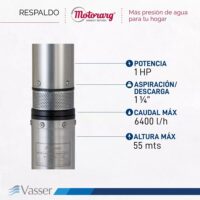 Bomba Sumergible De Perforación Vasser BS 100 1 Hp Motorarg - Imagen 2